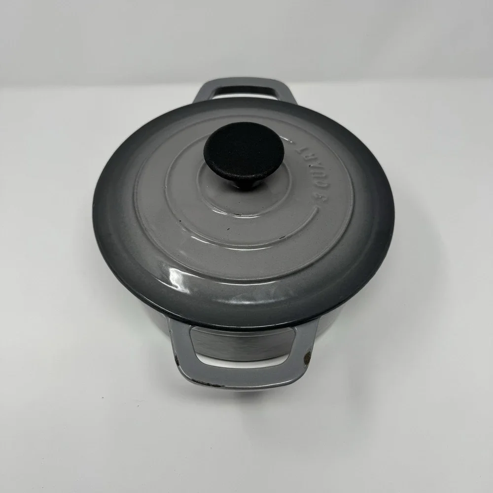 Smith Clark Ironworks 3 Quart/2.8 L Cast Iron Dutch Oven‎ Gray Enameled Pot